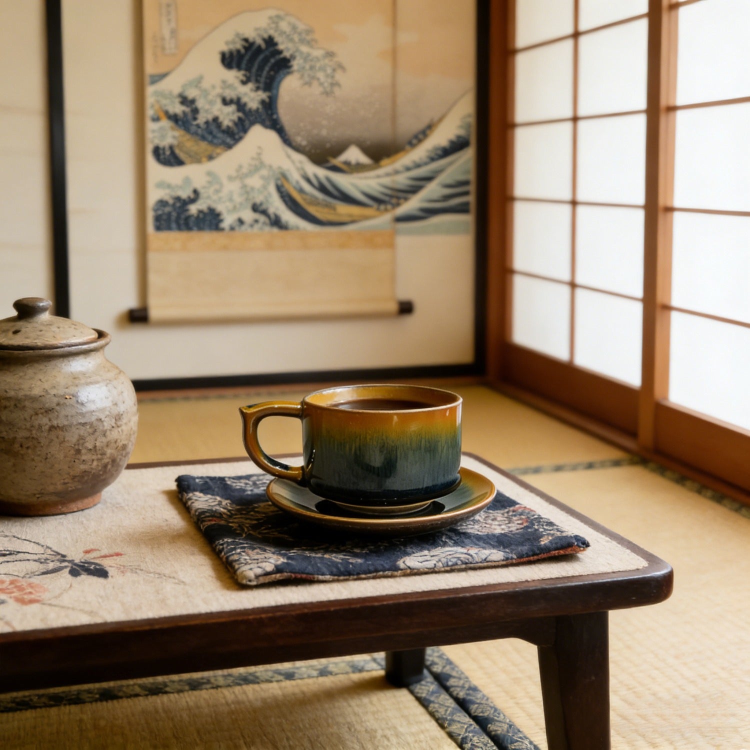 Blue-Black Hare’s Fur Jian Zhan Tenmoku Coffee Cup Handmade