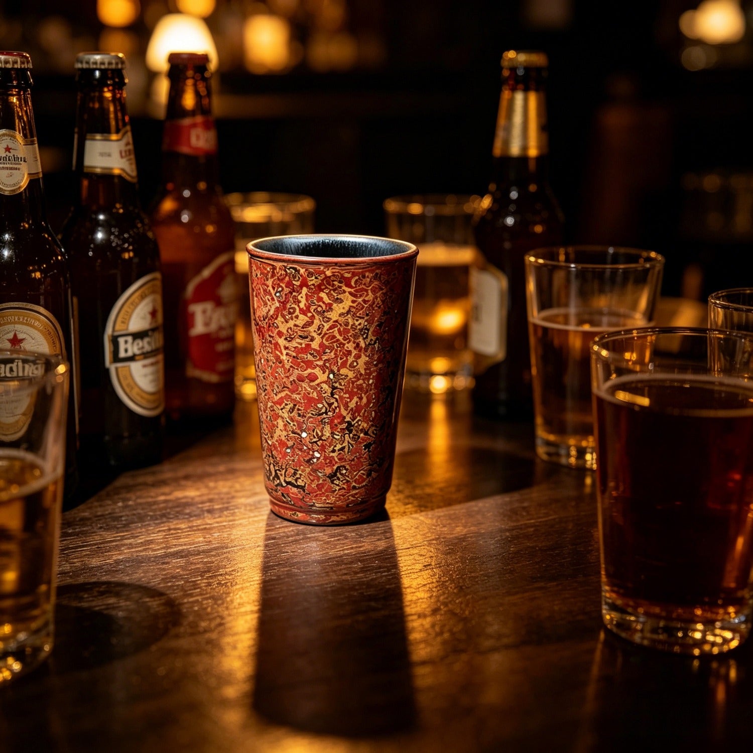 Tomato Red Lacquer Tenmoku Beer Cup 300ml