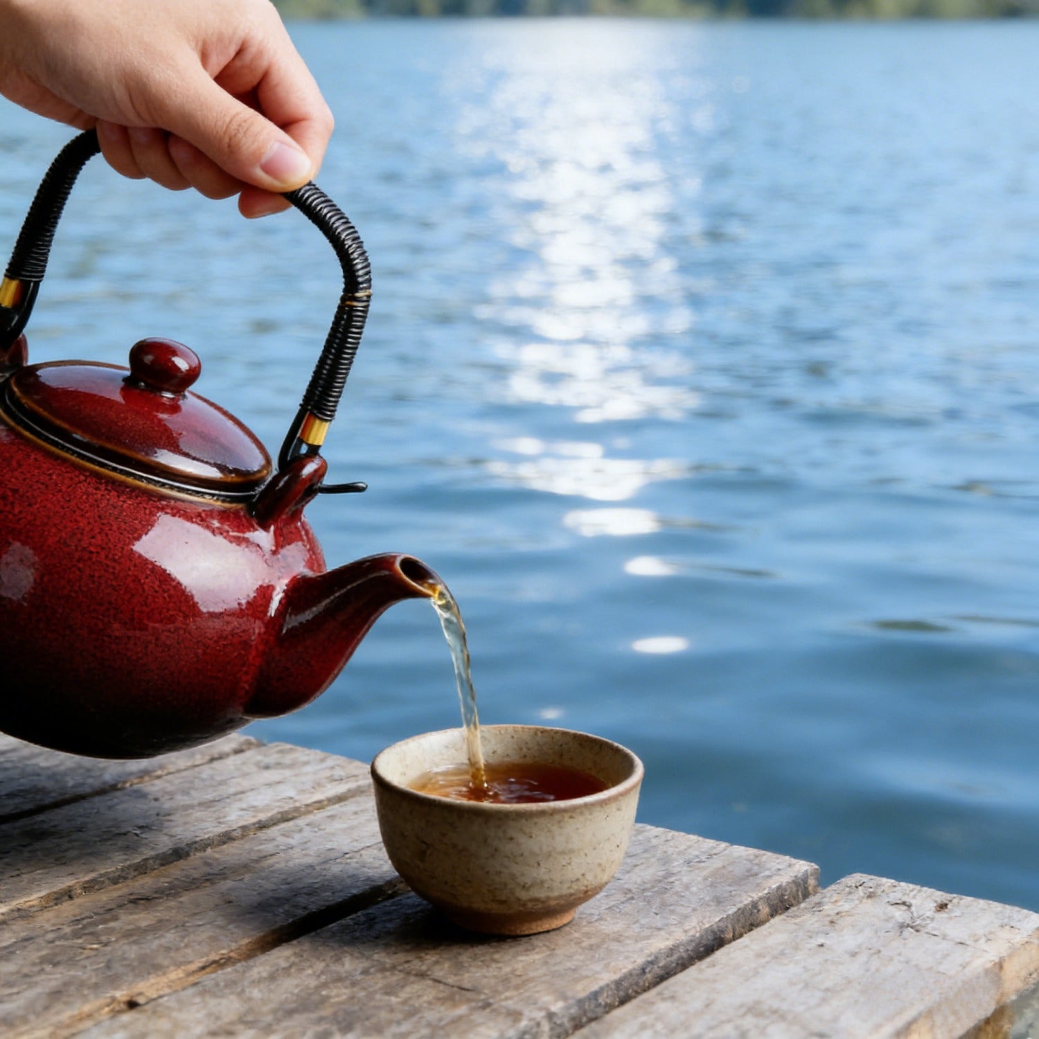 Red Kiln Change Jian Zhan Teapot 750ml Handle