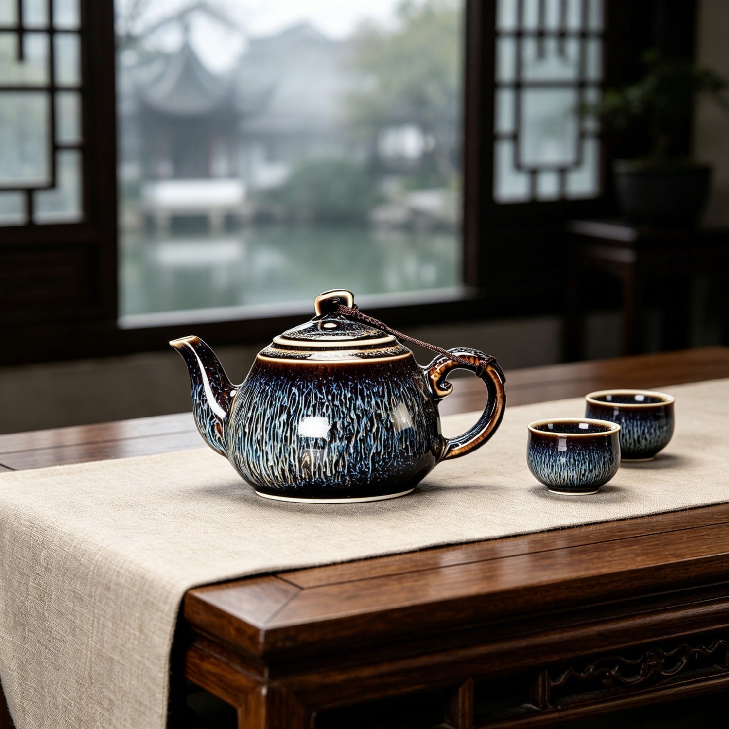 No.8 Tenmoku Teapot 330ml Jingdezhen Ceramic