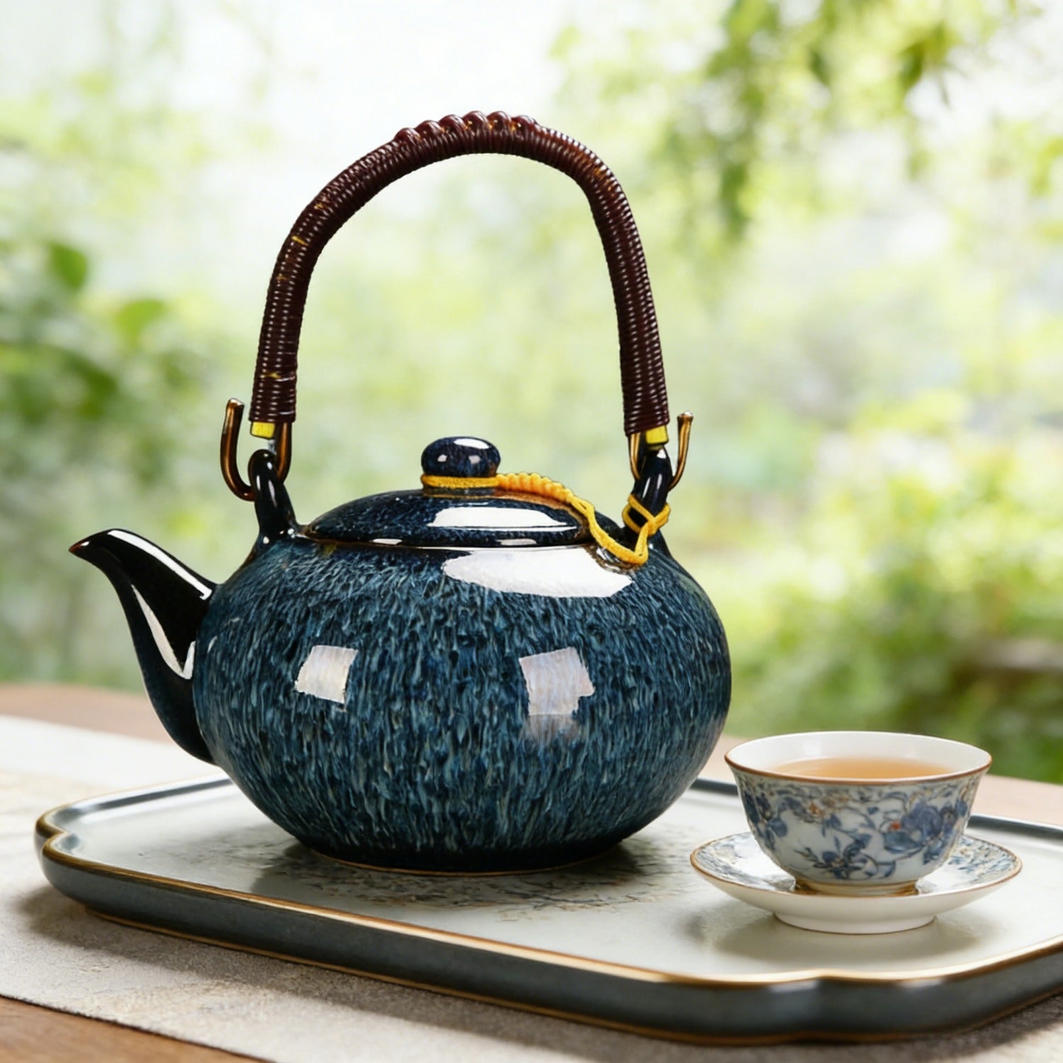 Blue Kiln Change Jian Zhan Teapot 750ml Handle
