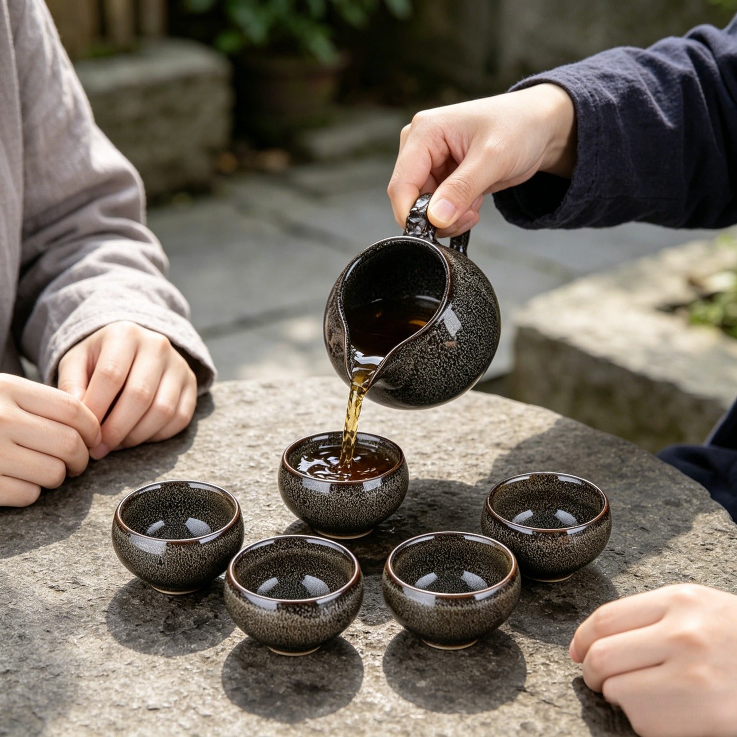 Brown Gray Kiln 11Pcs Tea Set Gift Box