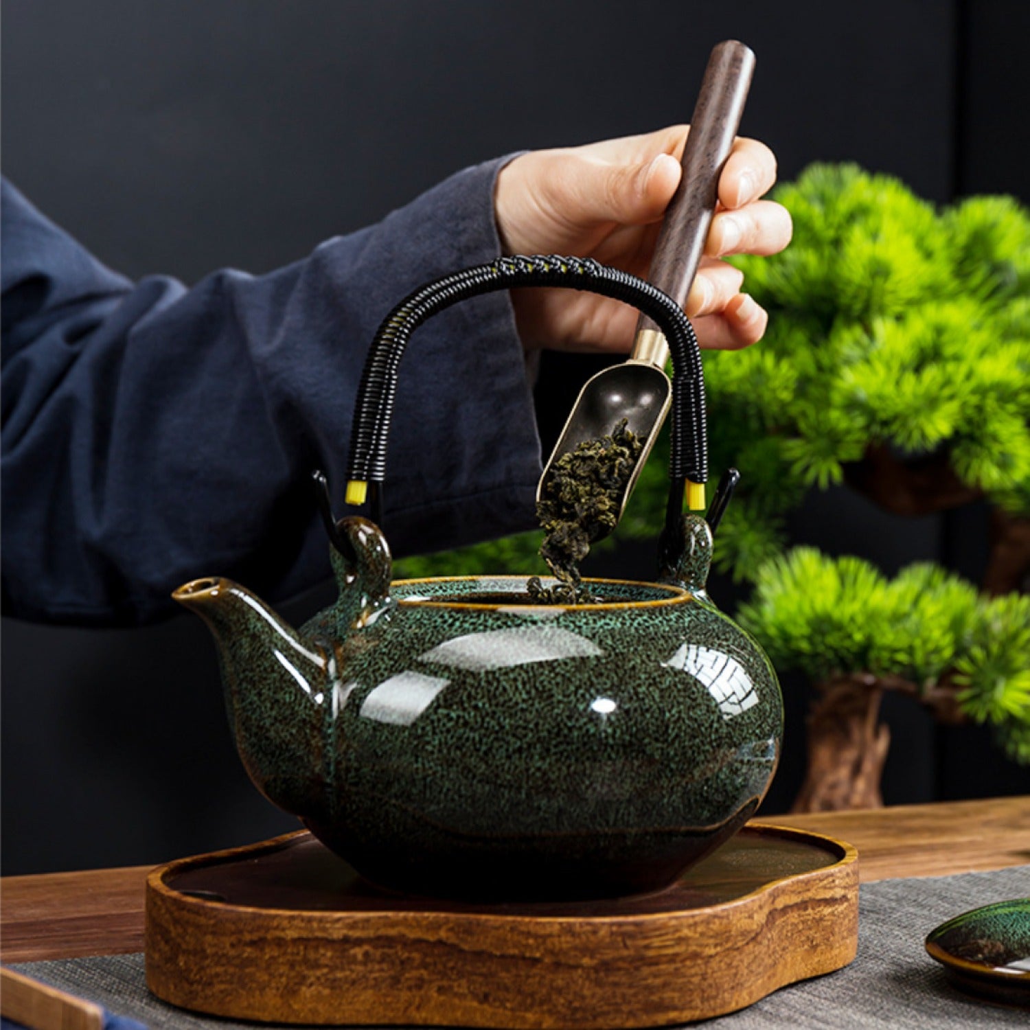 Green Kiln Change Jian Zhan Teapot 750ml Handle