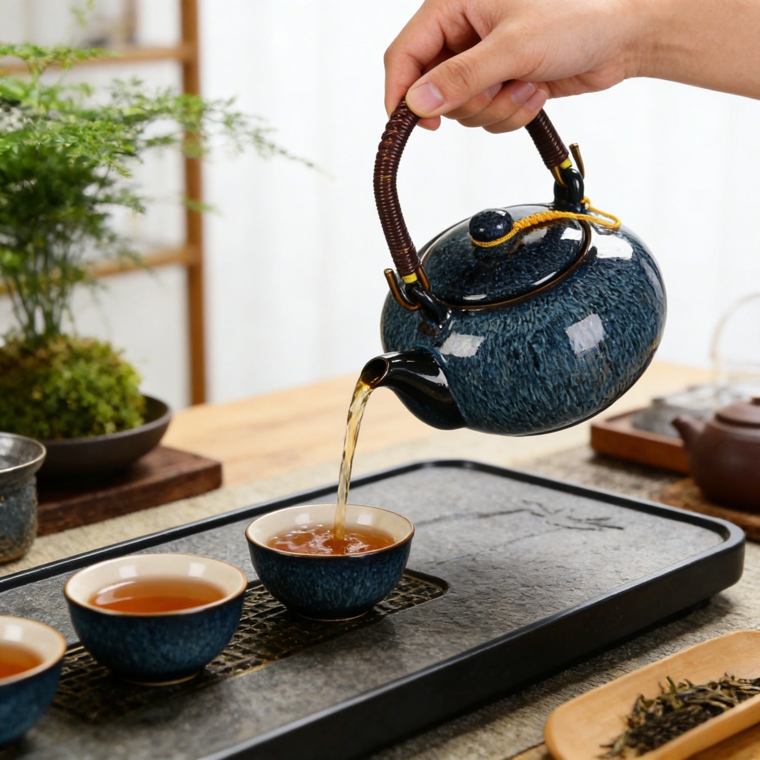 Blue Kiln Change Jian Zhan Teapot 750ml Handle