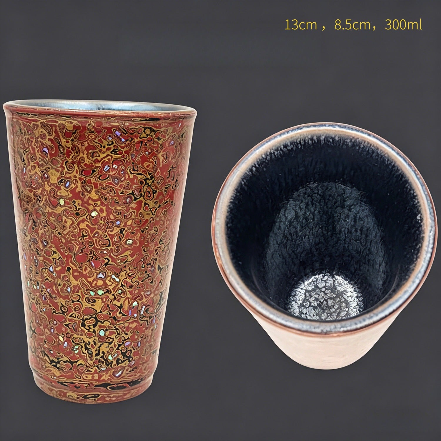Tomato Red Lacquer Tenmoku Beer Cup 300ml