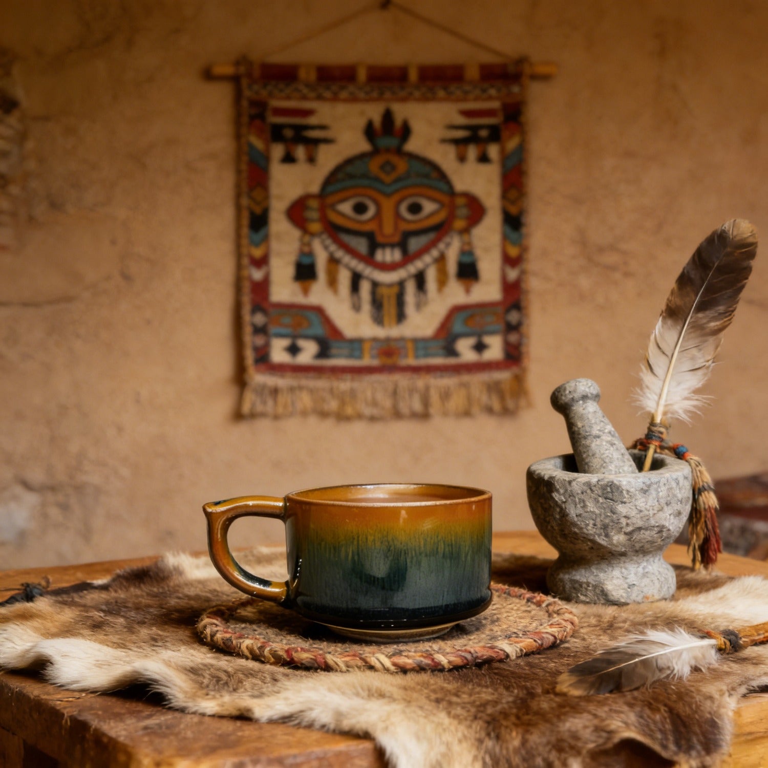 Blue-Black Hare’s Fur Jian Zhan Tenmoku Coffee Cup Handmade