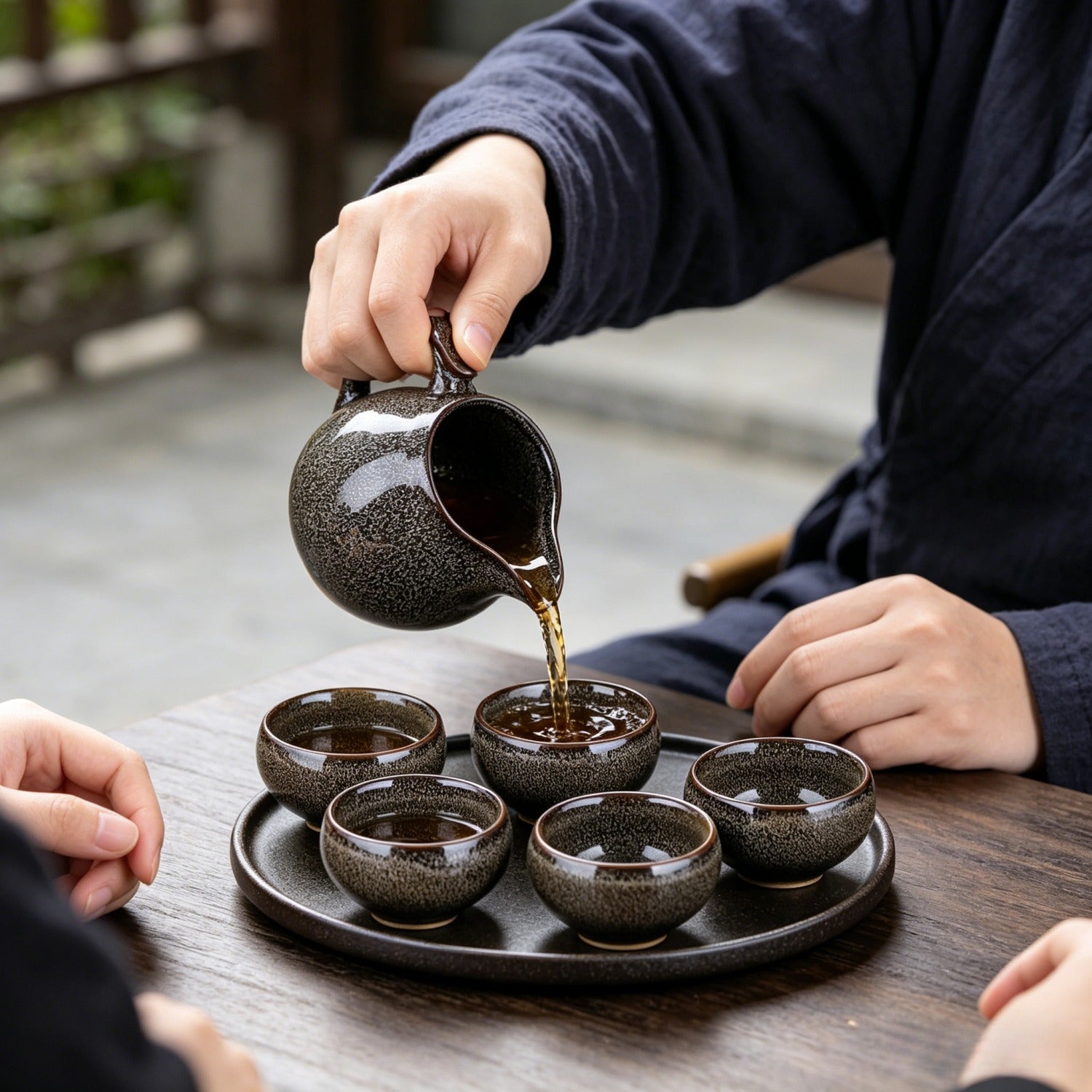 Brown Gray Kiln 11Pcs Tea Set Gift Box