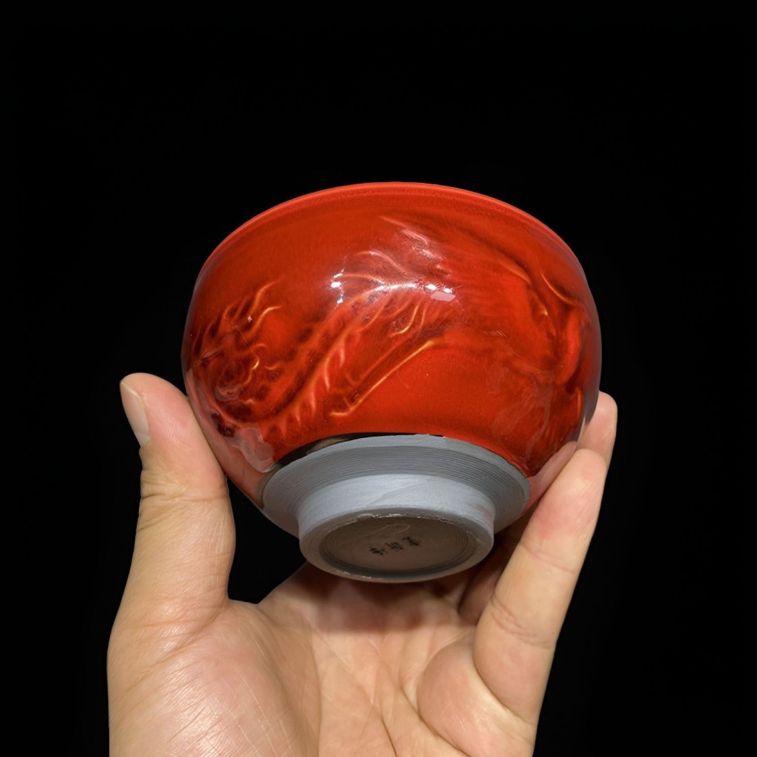 Ox Blood Red Dragon Phoenix Jian Ware Master Cup