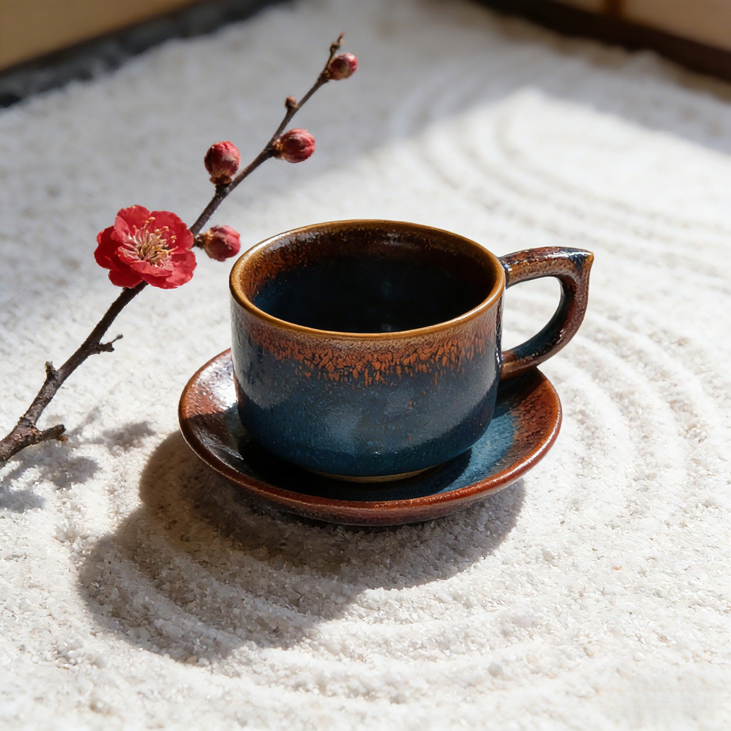 Midnight Blue Partridge Jian Zhan Tenmoku Coffee Cup Handmade Ceramic