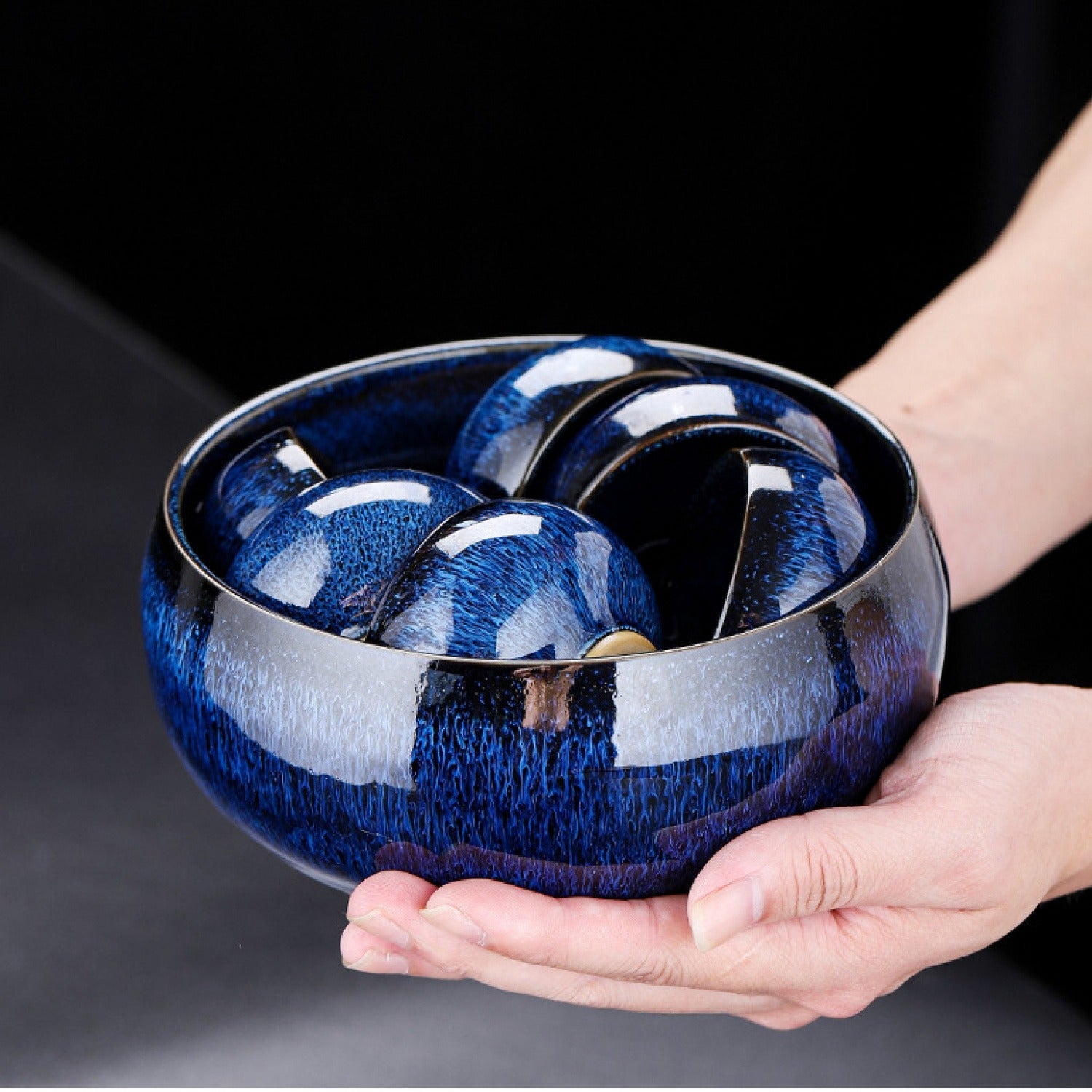 Jun Blue Kiln 10Pcs Tea Set Gift Box