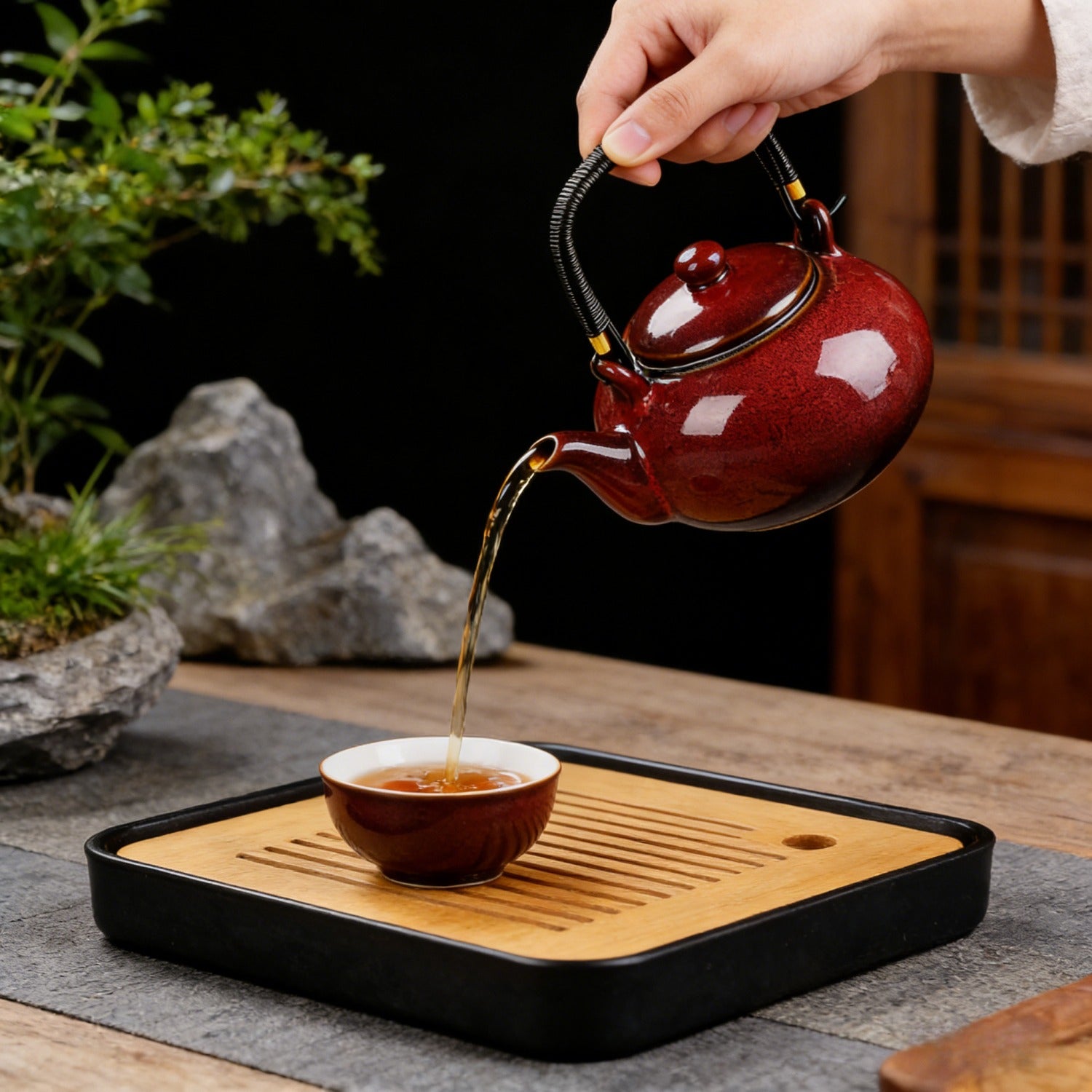 Red Kiln Change Jian Zhan Teapot 750ml Handle
