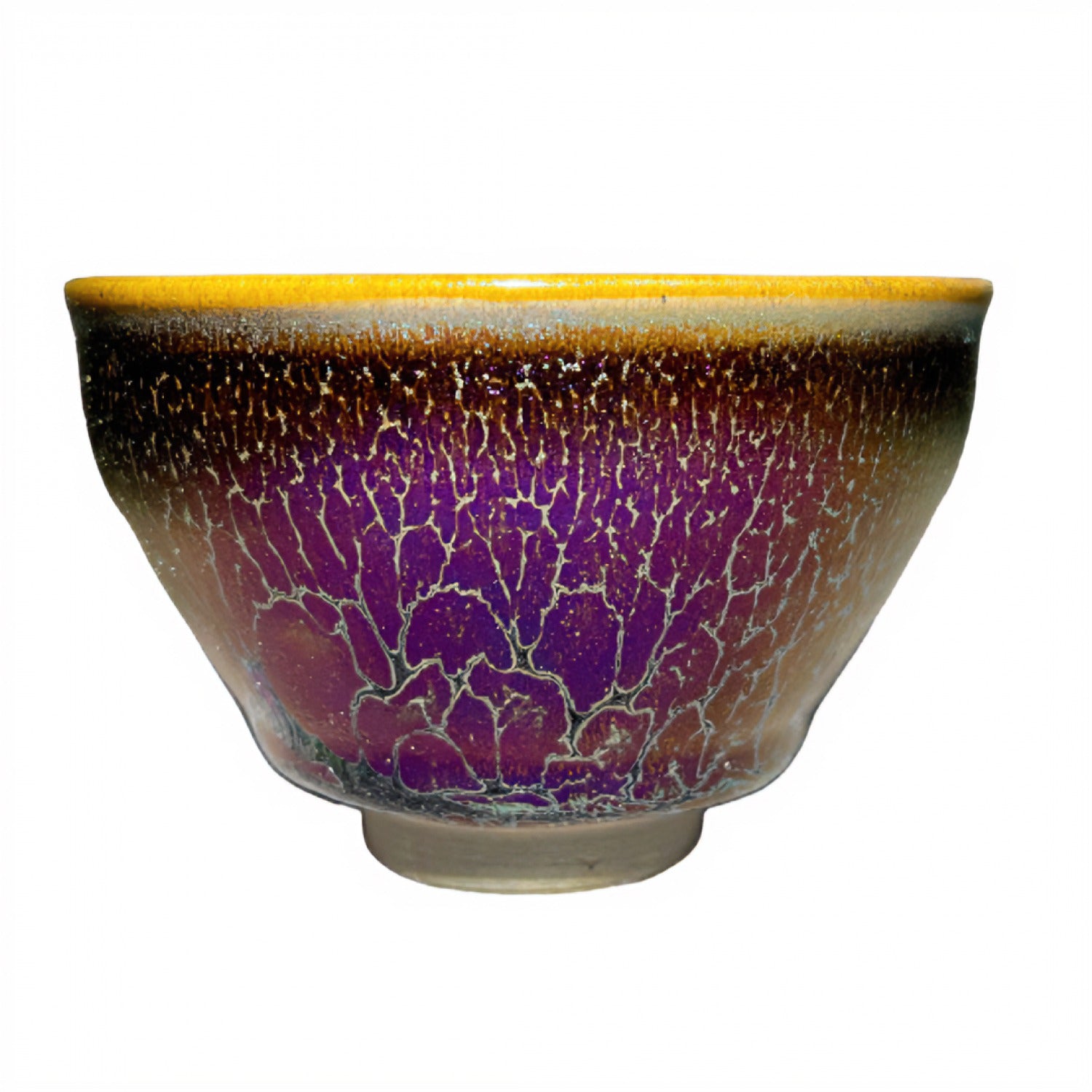 Blooming Fortune Oil-Drop Tenmoku Iron Body Tea Cup