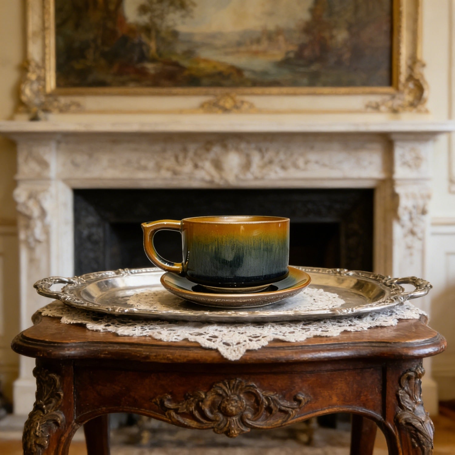 Blue-Black Hare’s Fur Jian Zhan Tenmoku Coffee Cup Handmade