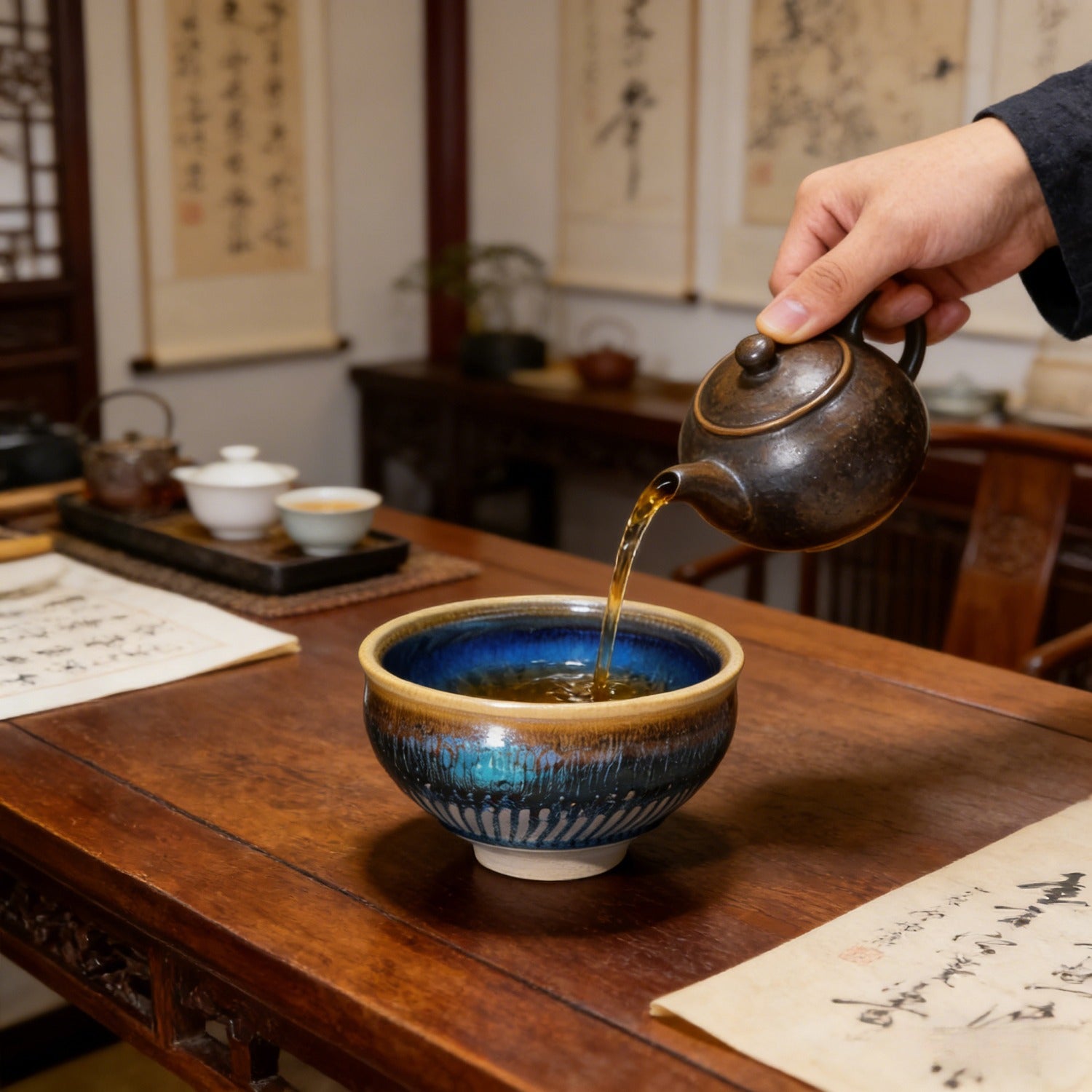 Handmade Carved General Jian Ware Wood Fired Master Cup