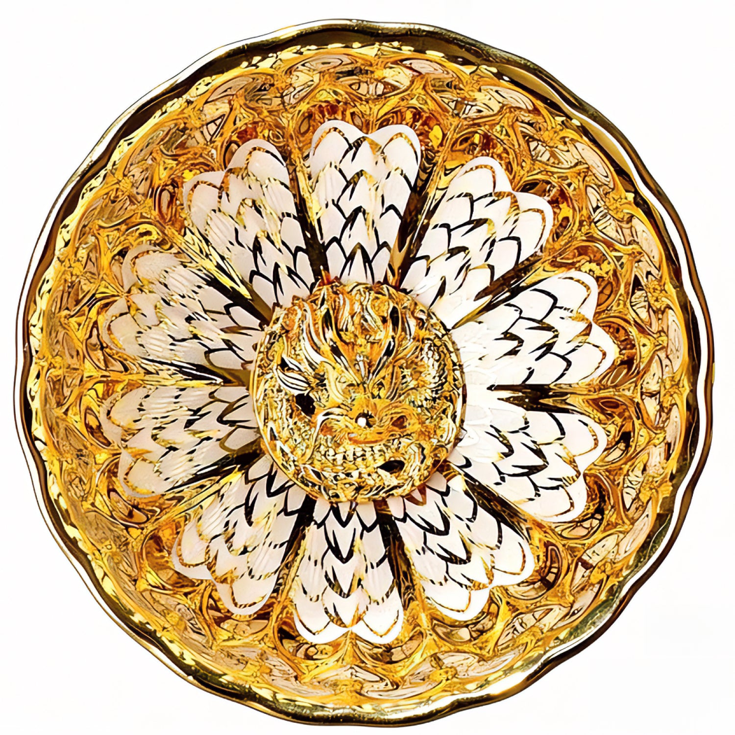 Golden Dragon Scale Tenmoku Silver Inlaid Master Cup