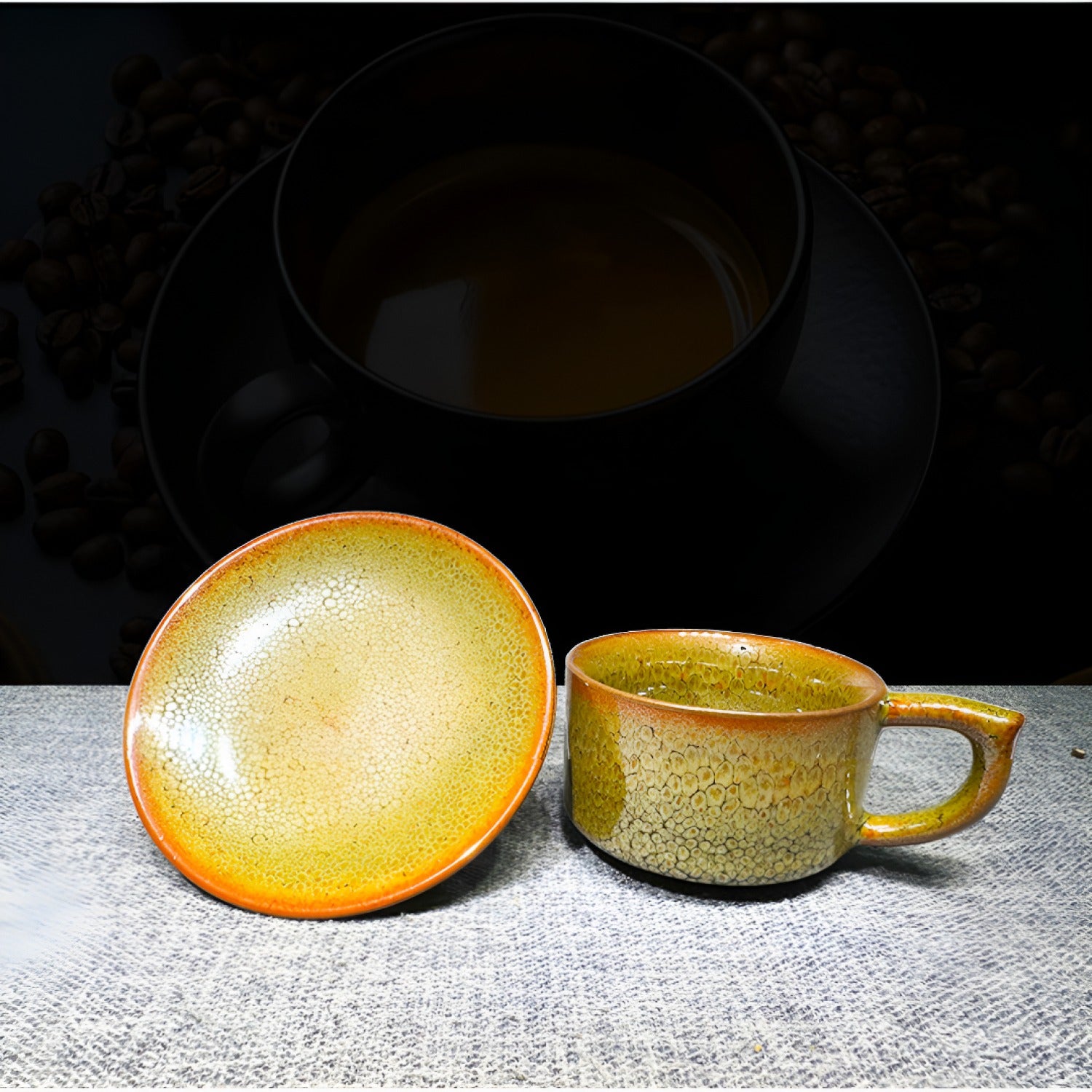 Golden Partridge Jian Zhan Tenmoku Coffee Cup Handmade Ceramic Mug
