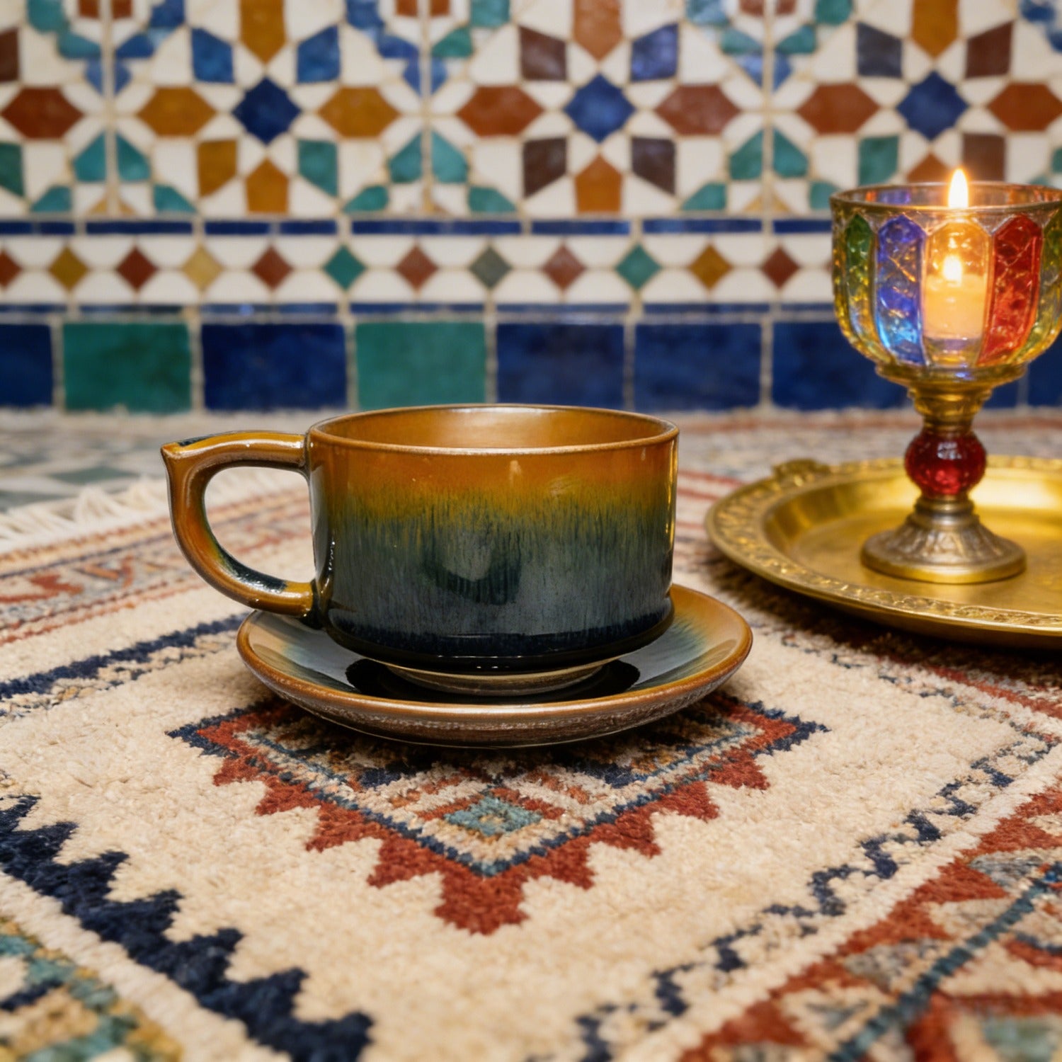 Blue-Black Hare’s Fur Jian Zhan Tenmoku Coffee Cup Handmade
