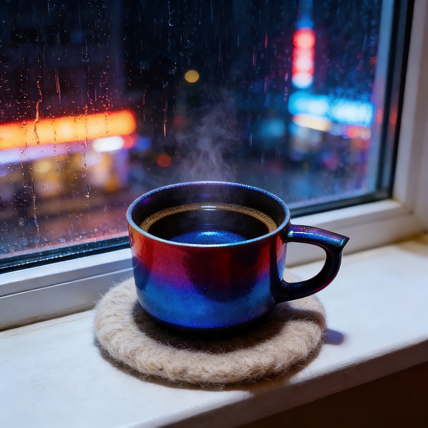 Dark Nebula Glow Jian Zhan Tenmoku Coffee Cup Handmade Ceramic