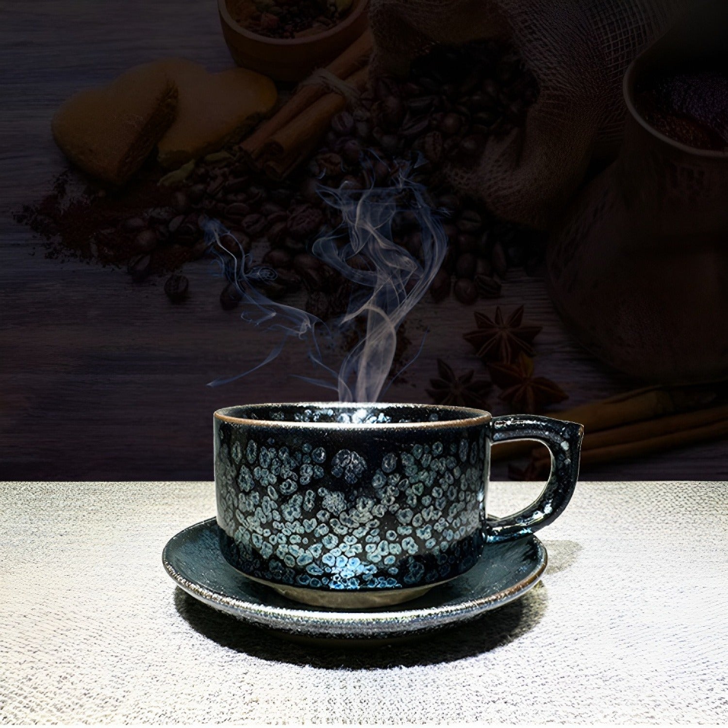 Heavenly Eye Oil Spot Jian Zhan Tenmoku Coffee Cup Handmade Ceramic