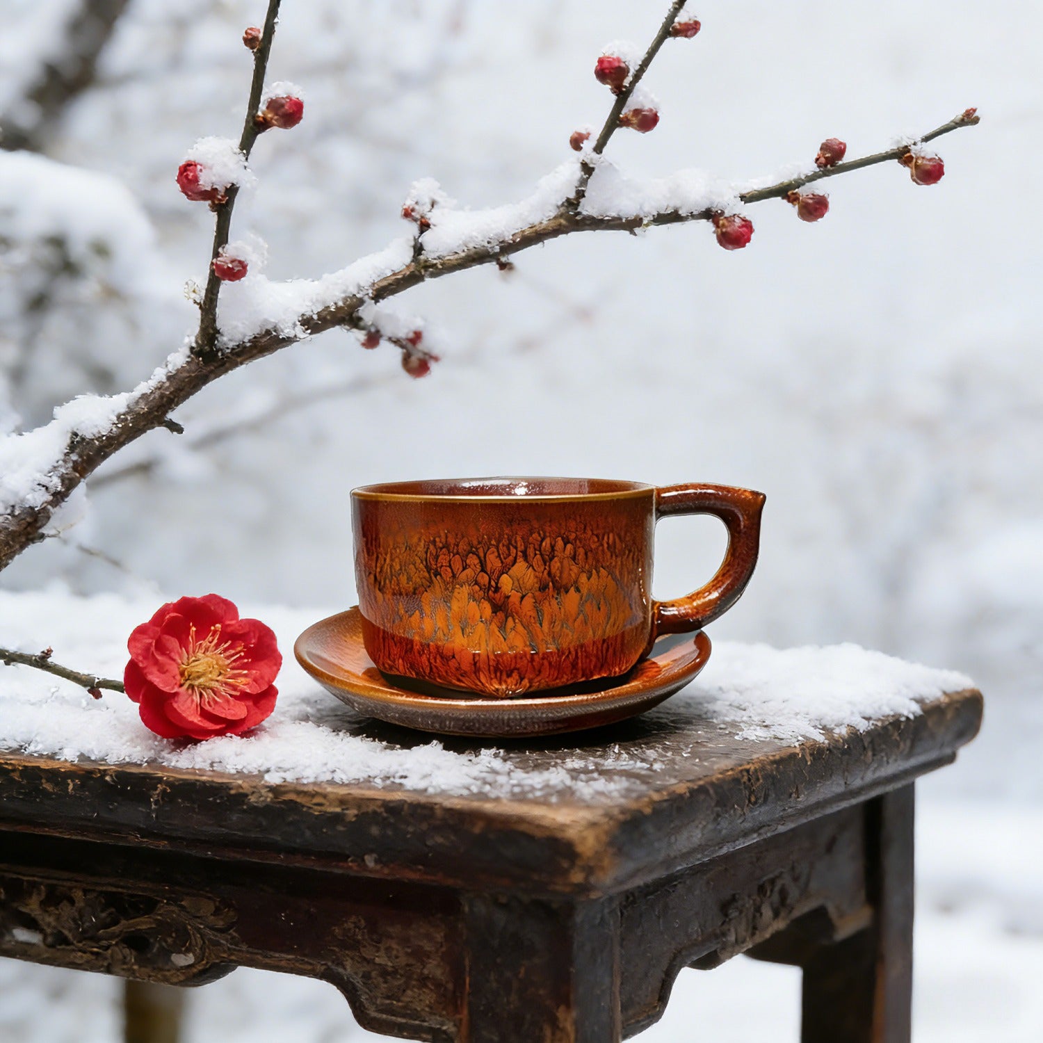 Partridge Red Jian Zhan Tenmoku Coffee Cup Handmade Ceramic Mug
