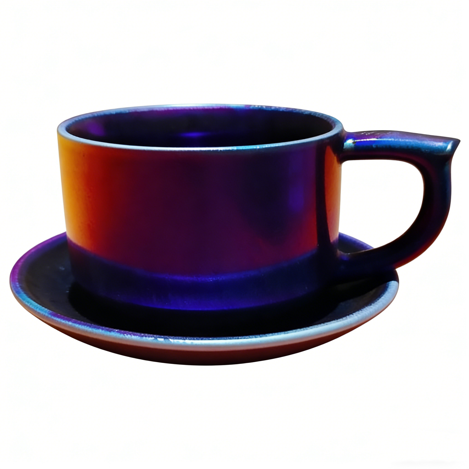 Dark Nebula Glow Jian Zhan Tenmoku Coffee Cup Handmade Ceramic