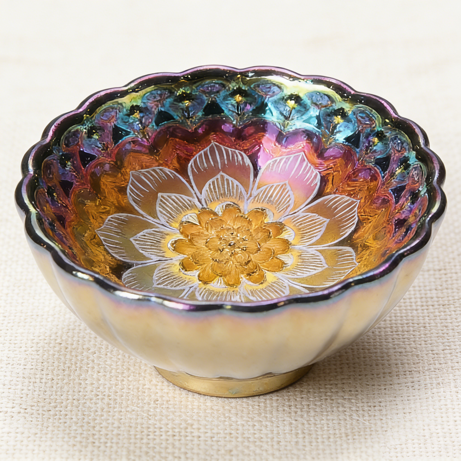 Colorful Luminous Tenmoku Silver Inlaid Master Cup