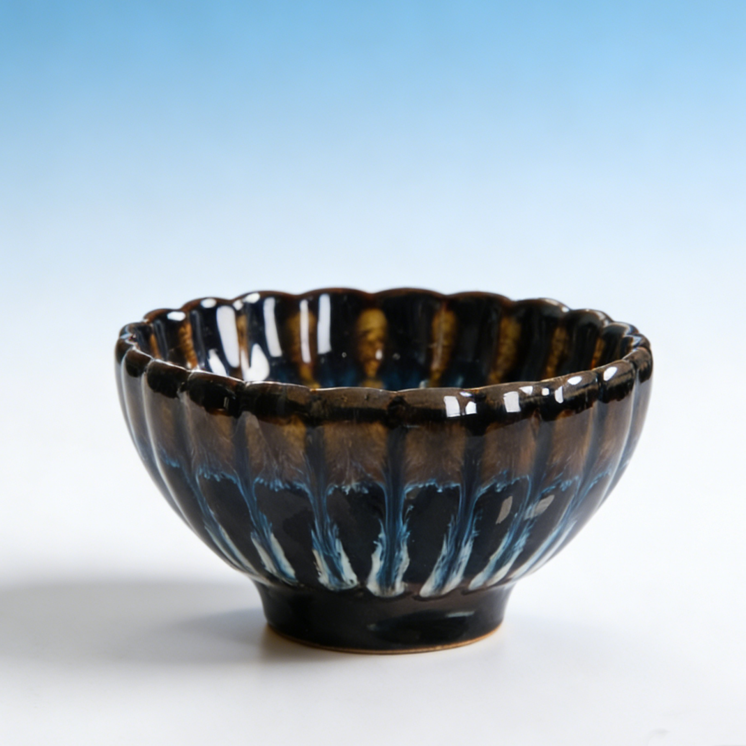 Tenmoku Kiln Change Silver Inlaid Master Tea Cup