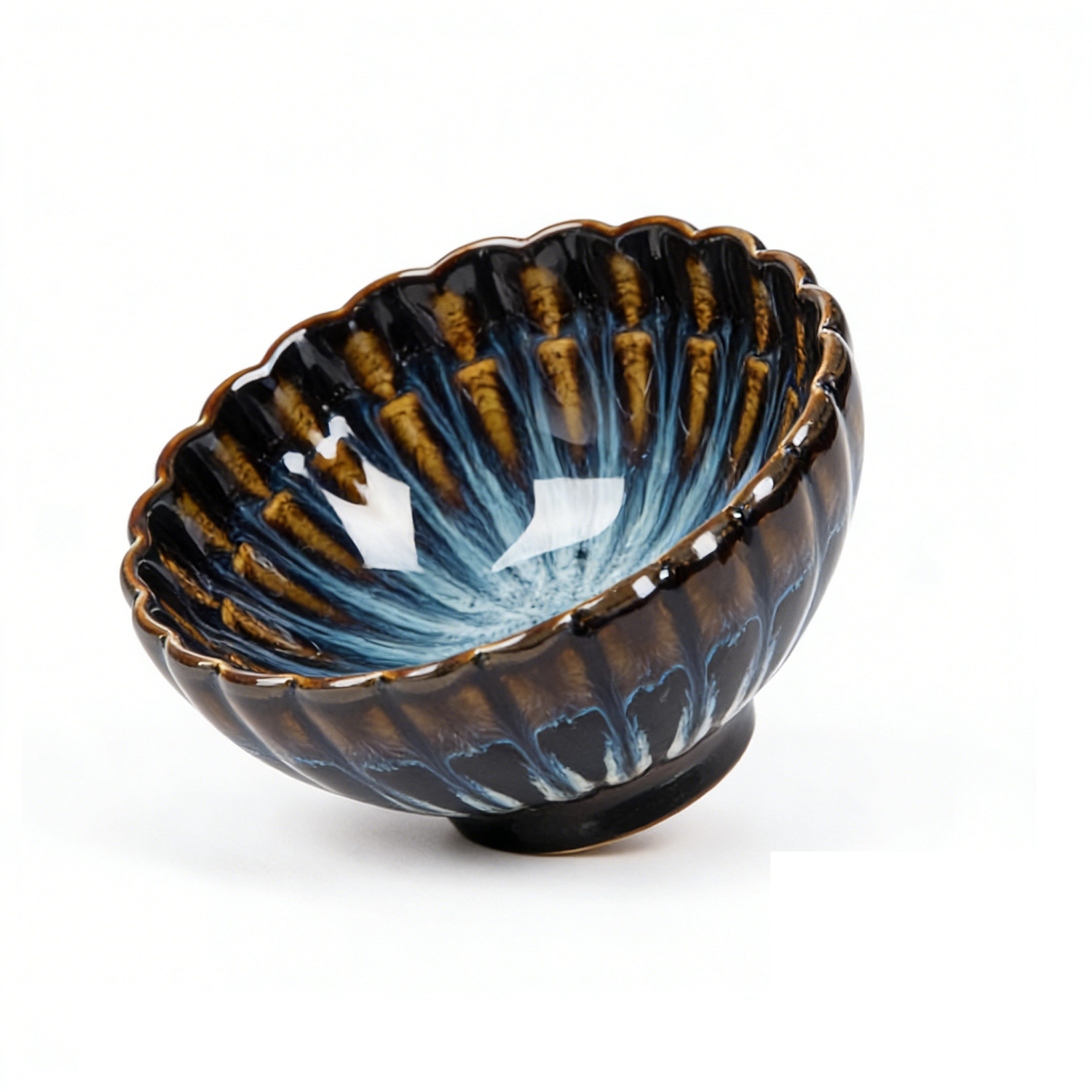 Tenmoku Kiln Change Silver Inlaid Master Tea Cup
